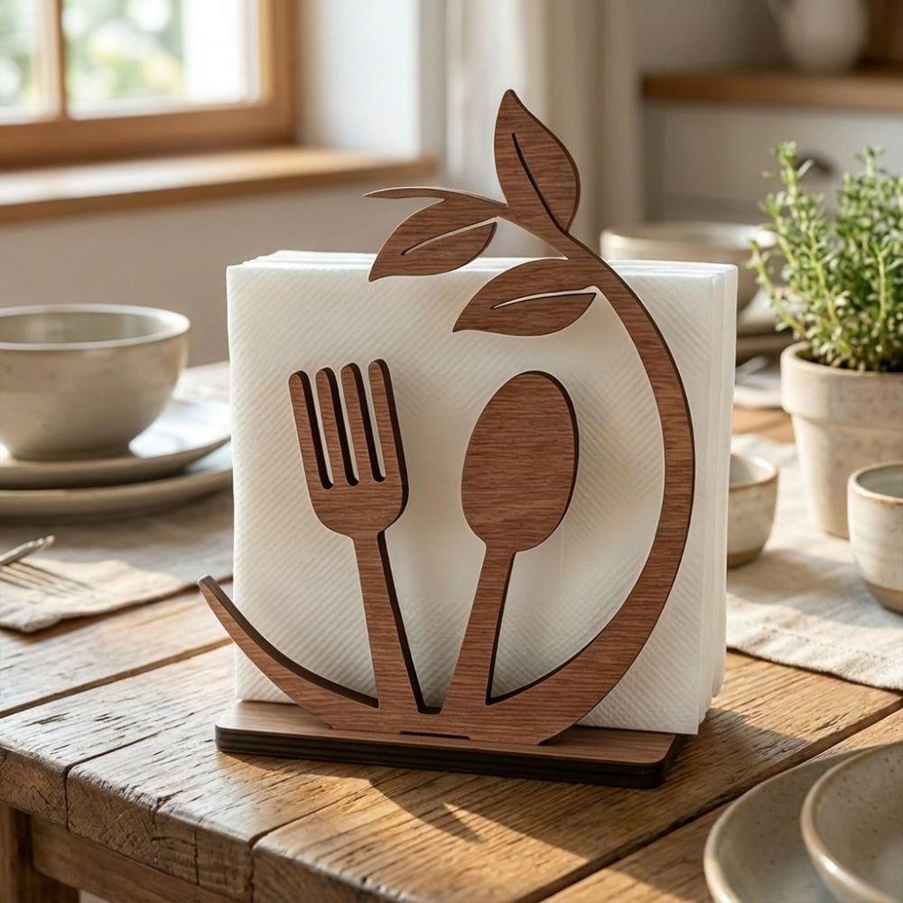 Rustic Paper Towel Rack Farmhouse Style Napkin Stand Vertical Tissue Dispenser Home Restaurant