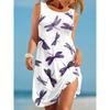 Womens 3D Pineapple Print Sleeveless Round Neck Midi Dress Casual Comfortable Style