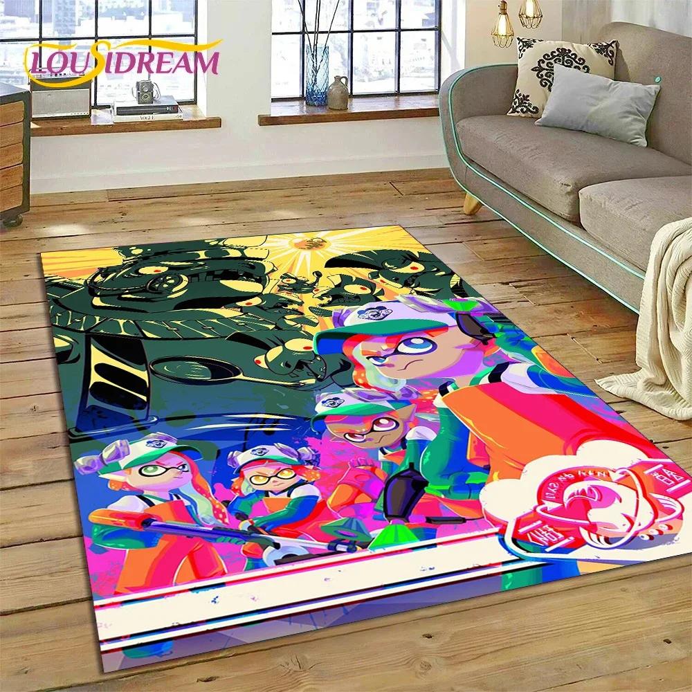 Splatoon3 PC Gamer Kreskówka Gra Dywanik do Sypialni Salonu Domu Dekoracja Sofy,Gra dla Dzieci Duży Dekor Mata Podłogowa Prezent