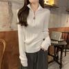 Korean Version of Autumn and Winter Temperament Zipper Semi-turtleneck High-end Sense Inside Knitted Sweater Female Foreign Style Base