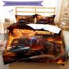 3PC Custom Name Fire Truck Heroic Scene Bedding Set Duvet Cover Closure Includes 1 Duvet Cover & 2 Pillowcases for Bedroom