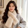 Plush Cross Scarf Thickened Neck Collar Elegant Imitation Fox Fur Scarf  Outdoor