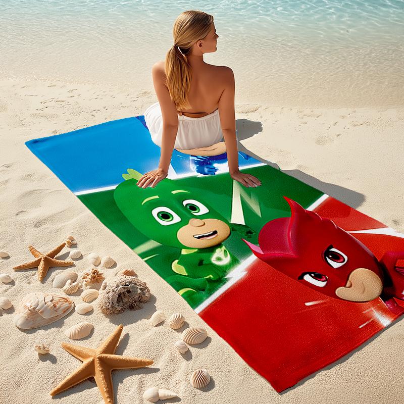 1pc PJ Marks2 Beach Towel, Comfortable and Thick, and Swimming/Bath/Picnic/Camping Towel, Suitable for Seaside Beaches