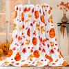Halloween Sofa Blanket Autumn Thanksgiving Gift Throw Pumpkin Print Flannel Coverlet