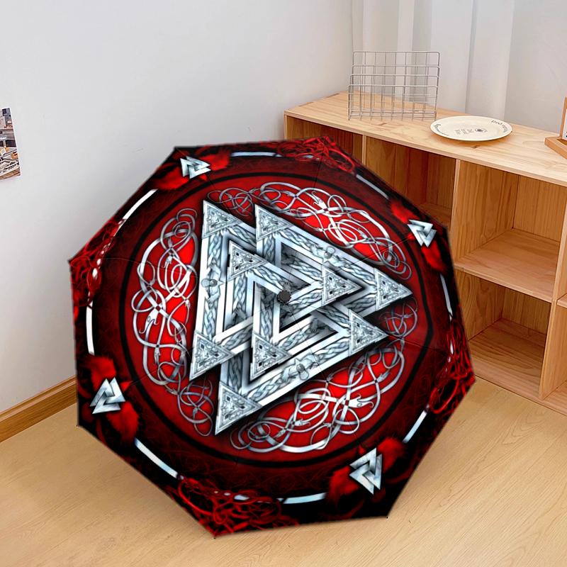 

1PC Viking theme Umbrella Portable Folding Umbrella Iron Frame Hole Bone Structure Outdoor Home Umbrella A1 разноцветный