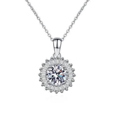 Collier avec pendentif en moissanite couleur D 1 carat pour femme, bijou fin en argent sterling 925 et diamants