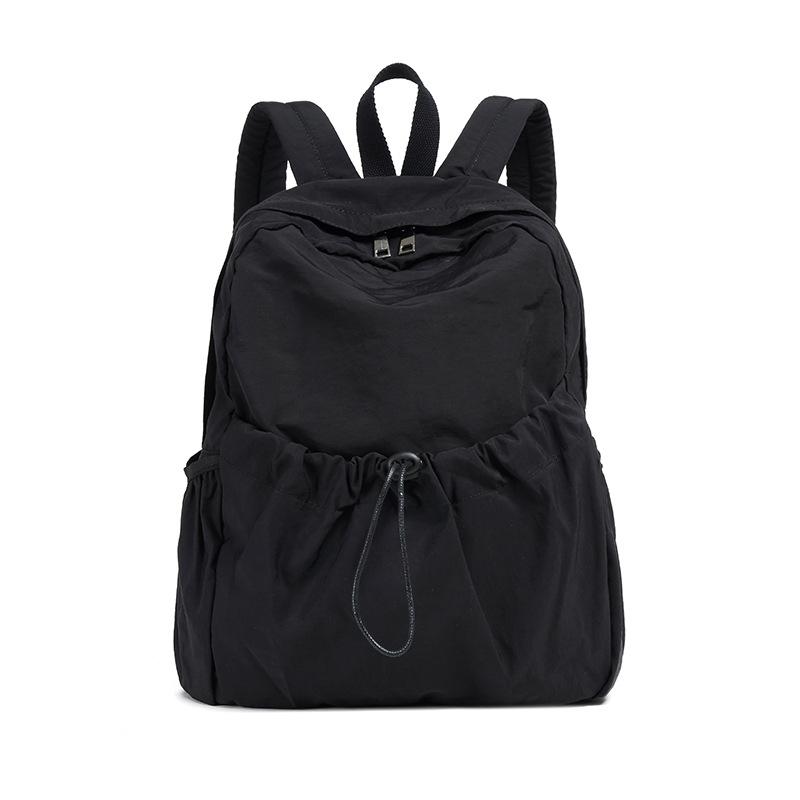 Solid Color Nylon Backpack Large Capacity Casual Simple College Students Unisex Versatile Lightweight Backpack