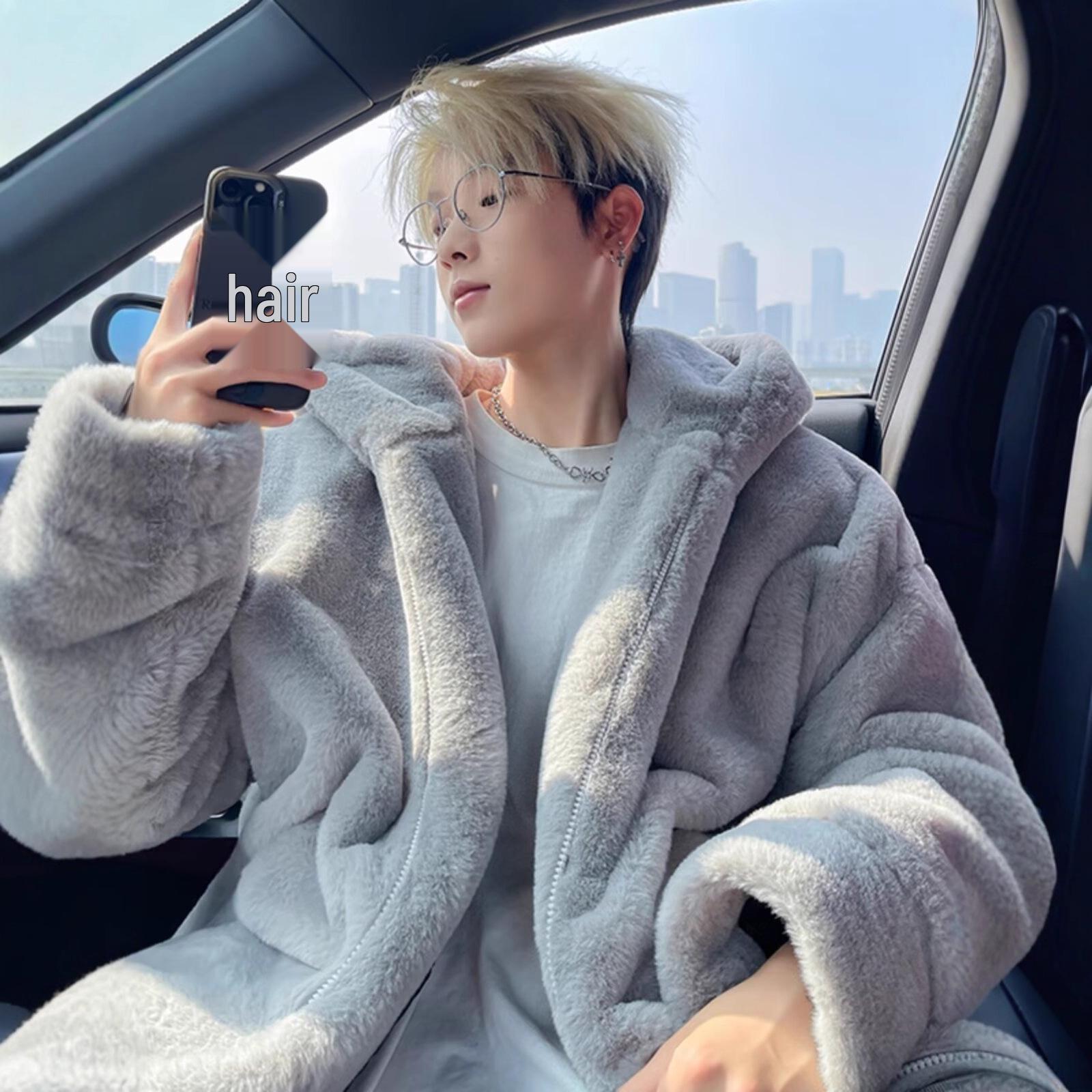 Men s Winter Lambswool Fleece Thickened Cotton Jacket XL