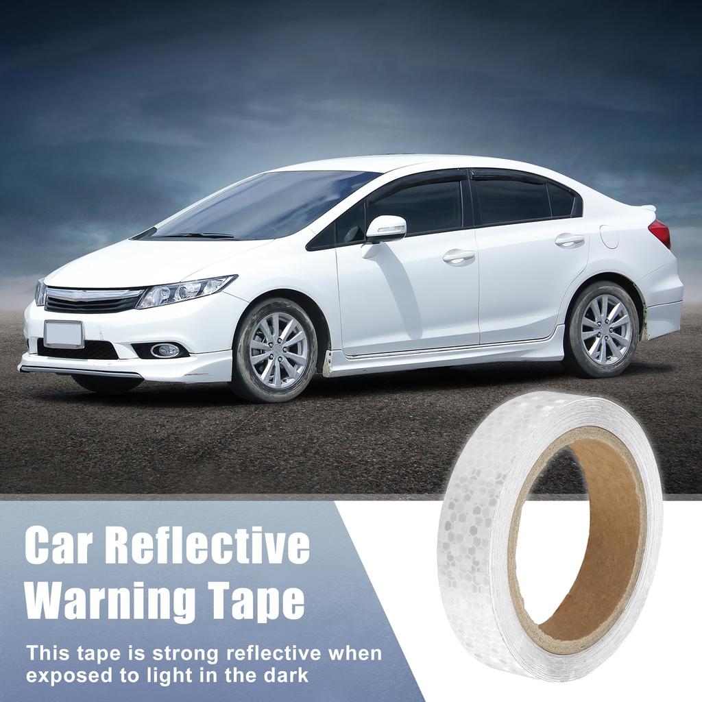 ACROPIX Universal 2.5cm x 10m White Car Reflective Sticker Reflective Tape Safety Warning Reflective Protector - 1 Pack