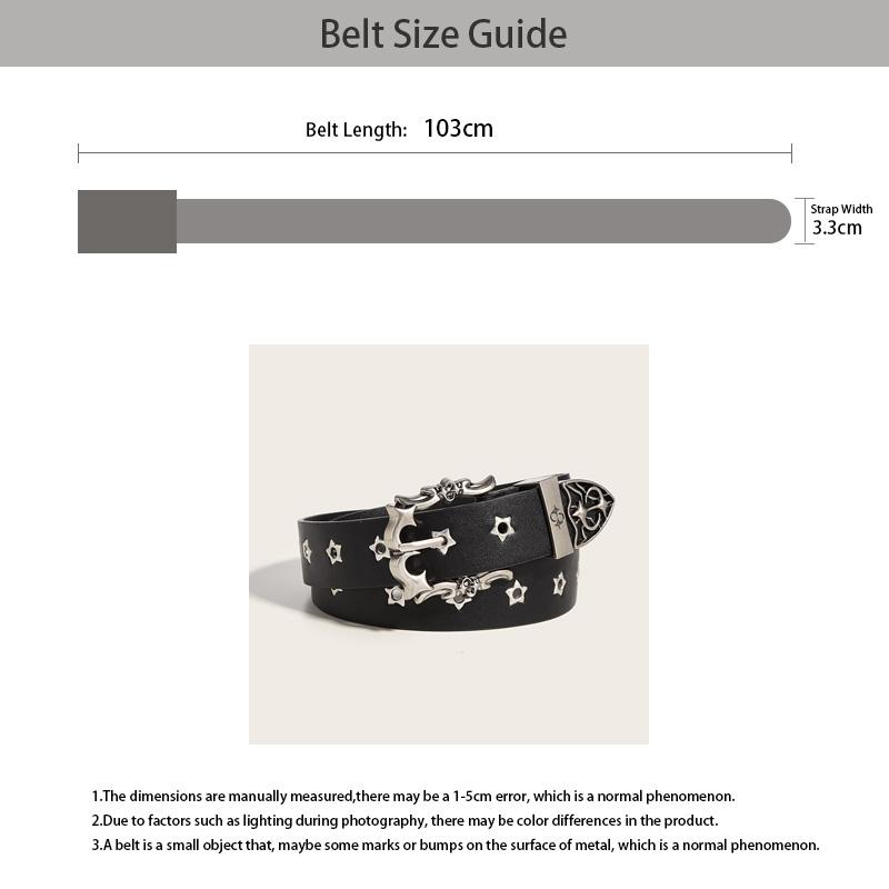 Star Eye Rivet Studded Belt For Men and woman Gothic Pin Buckle Fashion Casual Punk Pu Leather Waistband Y2K Hip Hop Jeans Belt
