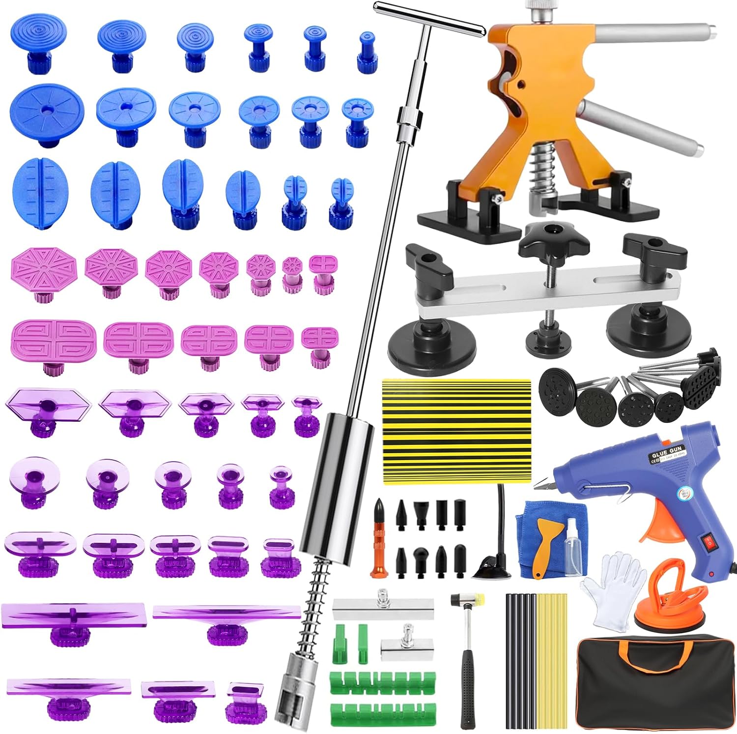 

150 Pcs Paintless Dent Repair Kit with Reflector Board – Car Dent Puller for Small & Large Dents, Door Dings, Hail Damage
