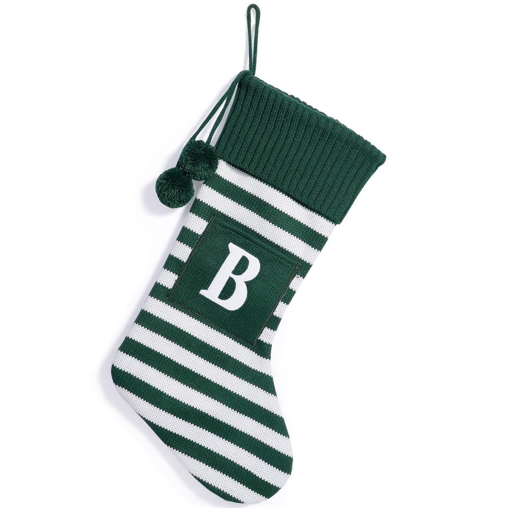 26 Large Letters Christmas Red Socks Candy Boots Holiday Gift Bags Red Striped Christmas Stockings Christmas Tree Decoration Socks Decoration Bags 1PC