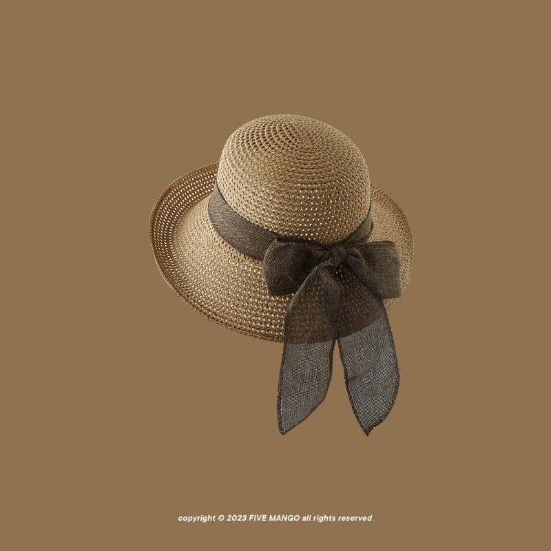 Straw Hat Women's Summer Beach Hat Sun Protection UV Protection Sun Hat Large Brim Straw Visor