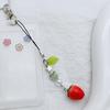 Strawberry/Cherry Beaded Keychain Charm Colorful Fruit Keyring for Women and Girls Bag Accessories Purse Decoration