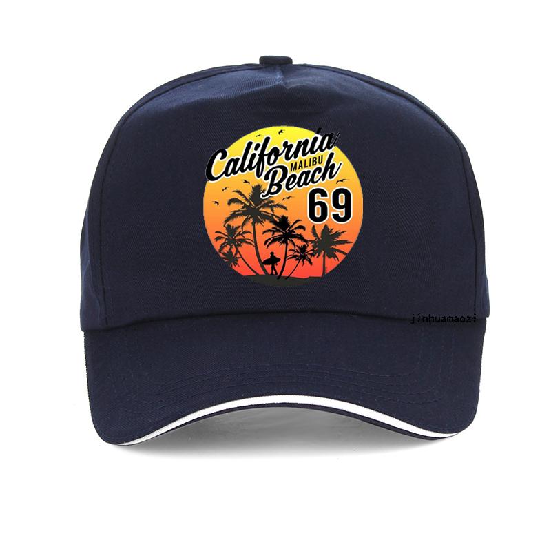 Vintage California Malibu Beach Sun Hat Fashion Beach Cartoon Print Baseball Cap Men Women Summer Snapback Hats