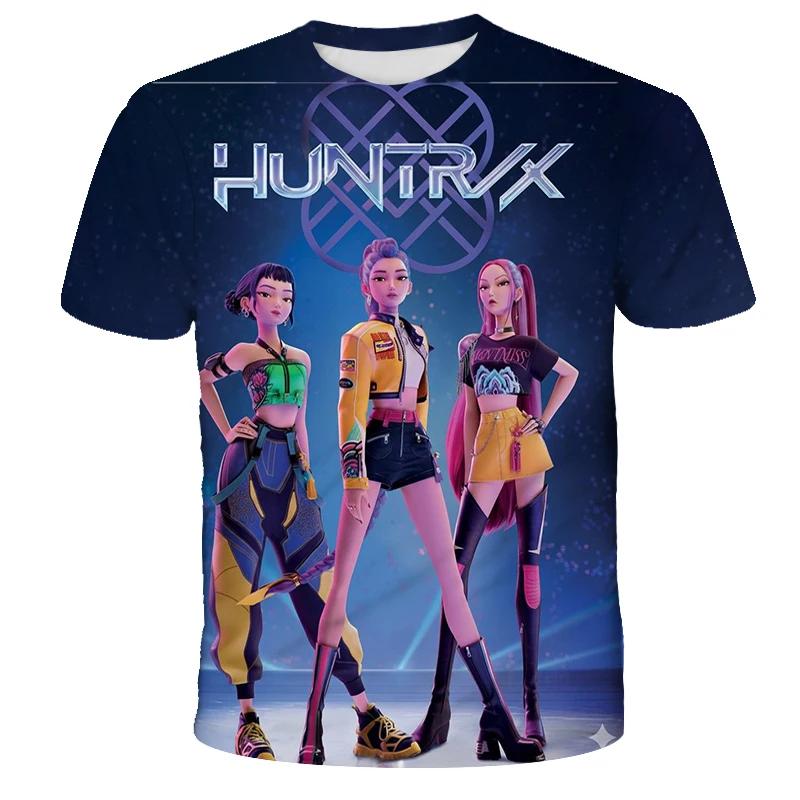 KPop Demon Hunters Tiger Girls Boys T Shirt K-Pop Demon Hunters Children's Clothing T-shirts Cute Cartoon Print Tee Tops