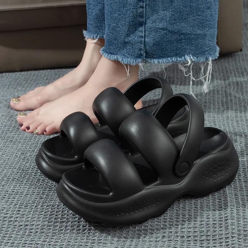 Fashion Women White Chunky Platform Sandals Women Summer 2025 Soft Non Slip Beach Shoes Woman Fashion Thick Bottom Eva Sandalias Mujer
