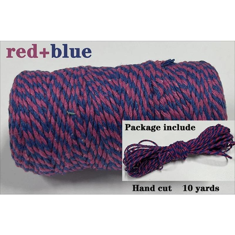 Sfoară Bumbac Bicolor 2mm 10 yarzi Sfoară Bakers Twine Fir Bumbac pentru Decor Acasă Handmade DIY Ambalare Cadou Crăciun