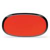 Yasuragi Oval Tray Red Lacquerware Made In Japan J-kitchens (42cm), Rim, Black, Non-Slip, (ABS Resin),