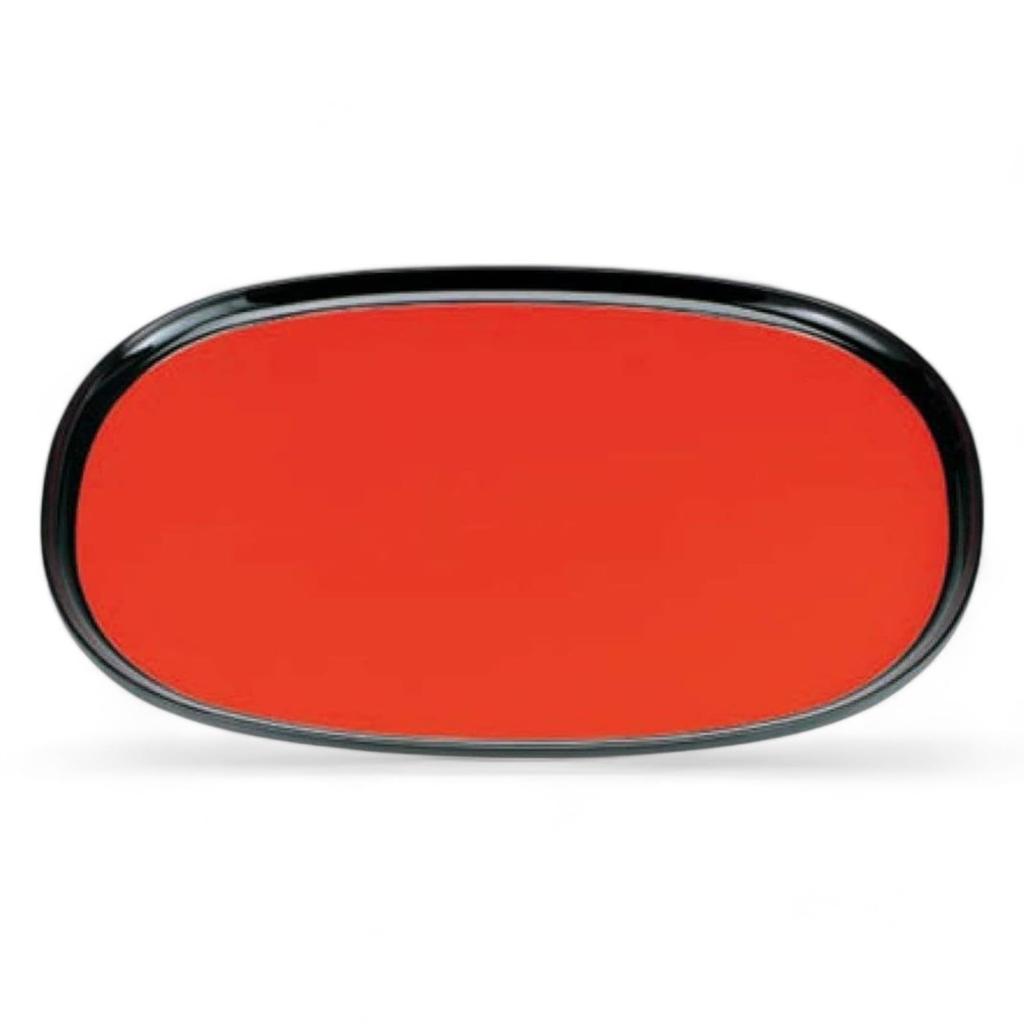 Yasuragi Oval Tray Red Lacquerware Made In Japan J-kitchens (42cm), Rim, Black, Non-Slip, (ABS Resin),