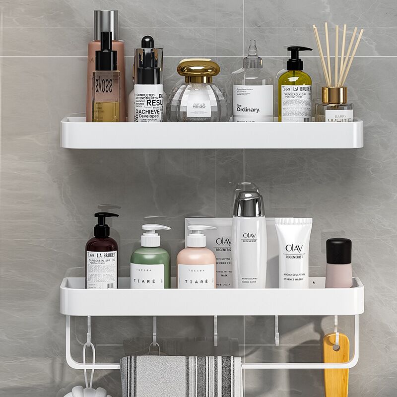 Bathroom Shower Storage Rack Shelf White All-match Convenient Perforation-free Wall Hanging Simple and Good-looking