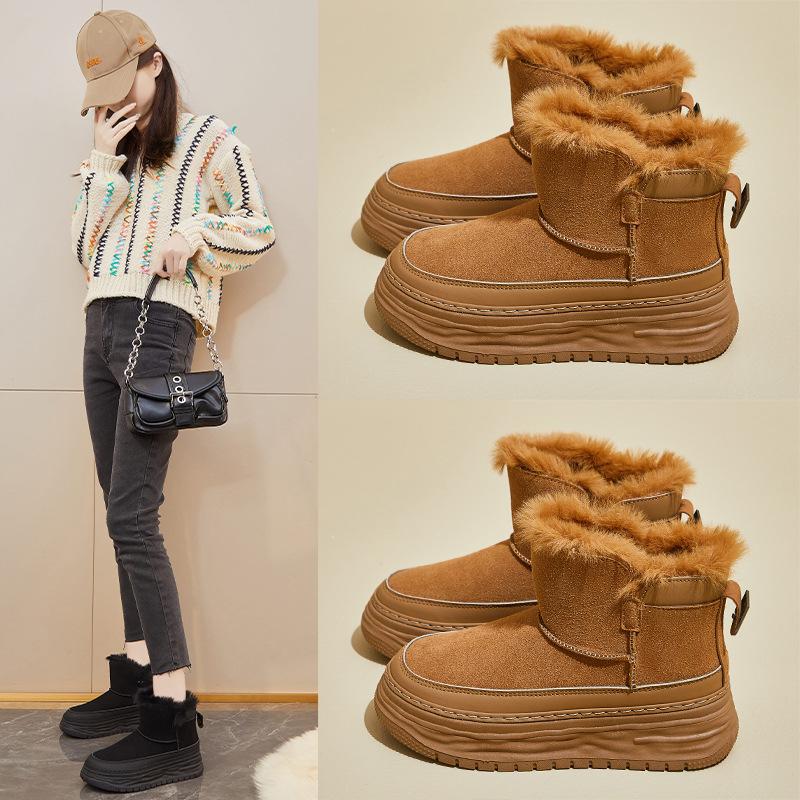 Fleece High-top Snow Boots for Women's Winter New Student Ins Korean Version of Thermal Casual Shoes Platform XFH568