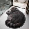 3D Fat Cat Shaped Bath Mat,Non‑Slip Absorbent Floor Rug,Cute Animal Decor Doormat for Bathroom Bedroom Home Decoration