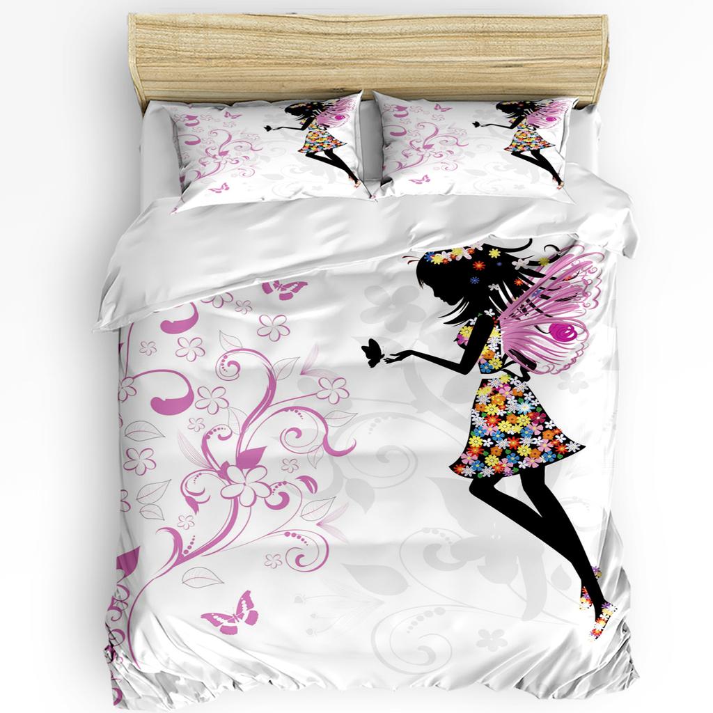 Forest Fairy Flower Butterfly Girl Duvet Cover with Pillow Case Custom 3pcs Bedding Set Quilt Cover Double Bed Home Textile
