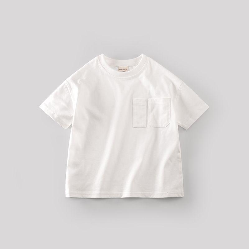 

Футболка летняя для мальчиков с коротким рукавом, белая детская футболка с коротким рукавом, однотонный топ 170