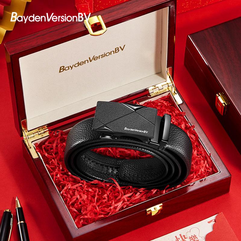 BaydenVersionBV Men s Genuine Leather Belt with Automatic Buckle 115cm