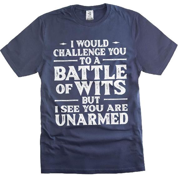 Men's Funny Battle of wits T-Shirt Sarcasm Intellectual tee Shirt Teacher Science Educator Teeshirt