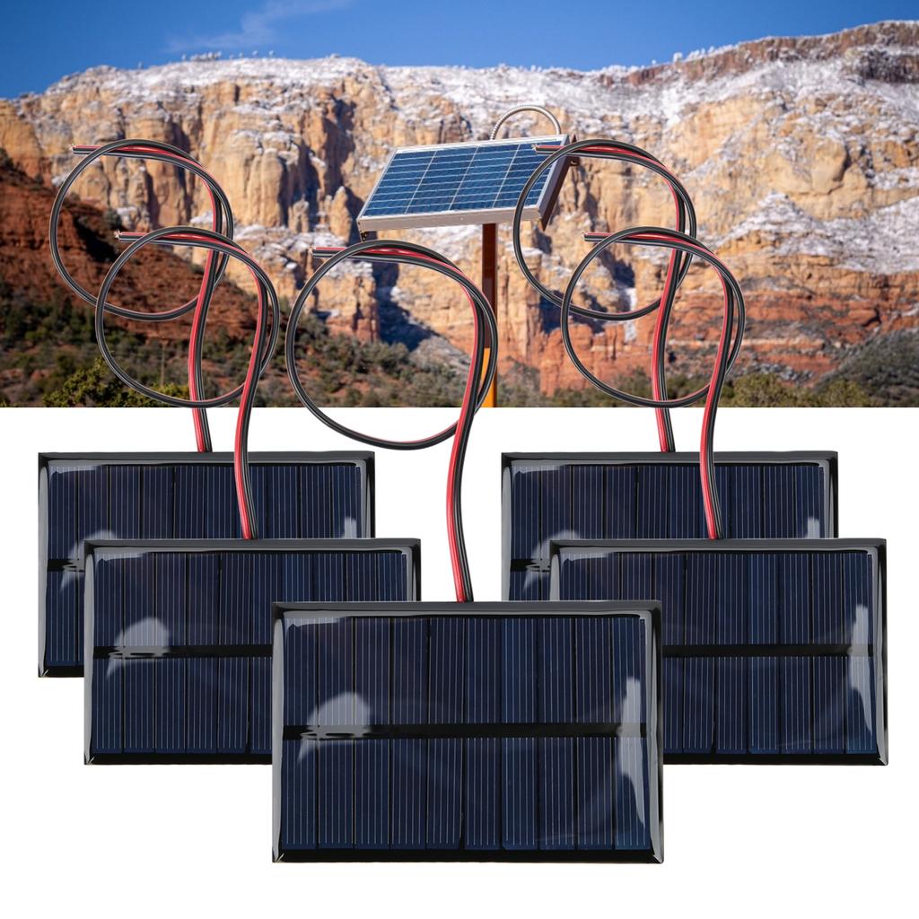 5pcs DC5V 150mA 5pcs Solar Panel Module with 30cm11.8in Wire Weather Resisitant Charging