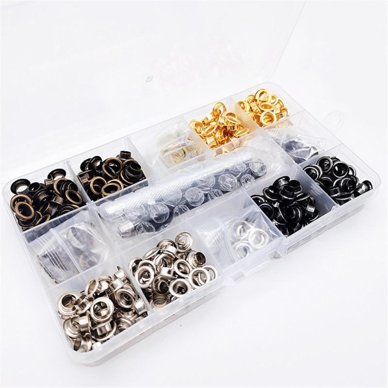 400Pcs 6mm Grommet Kits 4 Colors Grommet Eyelet Set with Install Tool Eyelet Punch Kits for Leather Belt Clothes