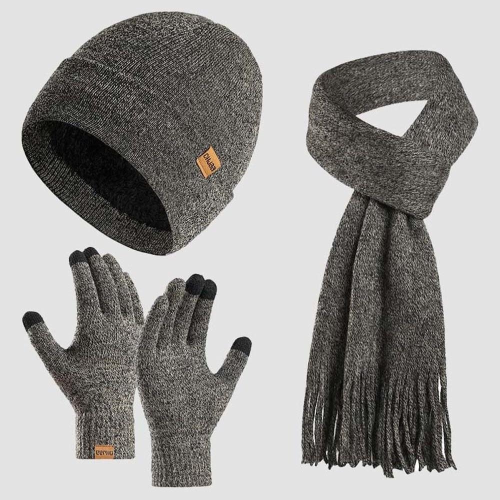Elastic Cold Proof Gloves  Pullover Cap Beanies Cap Knitted Scarf  Men
