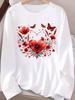 (Asian Size) flower trend cute Fashion Print T Shirt autumn winter spring Casual Tee Women Clothing Top o-neck Graphic Long Sleeve T-shirts