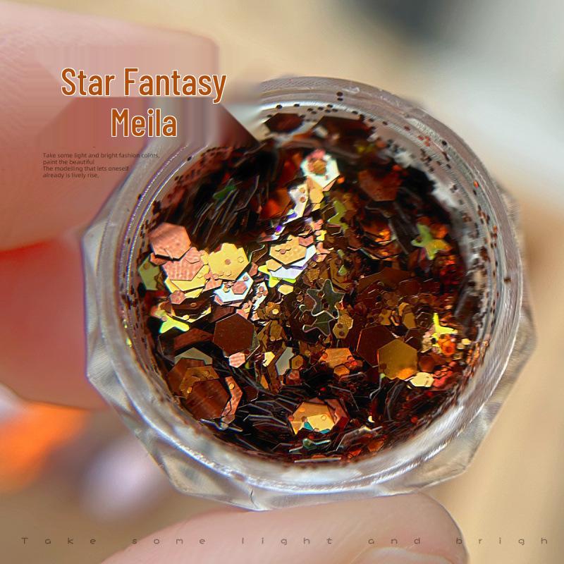 

2025 New Gold & Chestnut Brown Glitter Flakes for Autumn/Winter Nail Art