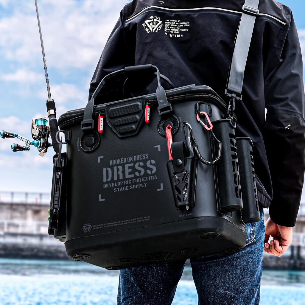 Dress Bakkan Mesh Stealth Black 34L Renewed Rod Holder EVA Multifunctional Fishing Tackle Bag Fishing Gear Case Disaster Prevention Storage Container