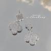 Luxury Four Leaf Clover Earrings with Full Diamonds Elegant Long Drop Earrings for Women Fashion Jewelry