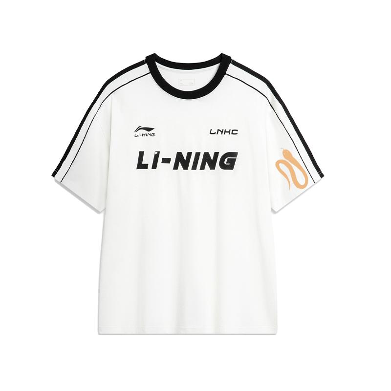 

Li Ning Футболка с принтом букв, свободная, удобная, с коротким рукавом, унисекс, топы, белая AHSU657-1(КОМАНДА702-3.4.24) S