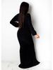 Vestido de Noche Sexy Ajustado de Color Sólido con Cuello en V para Mujer