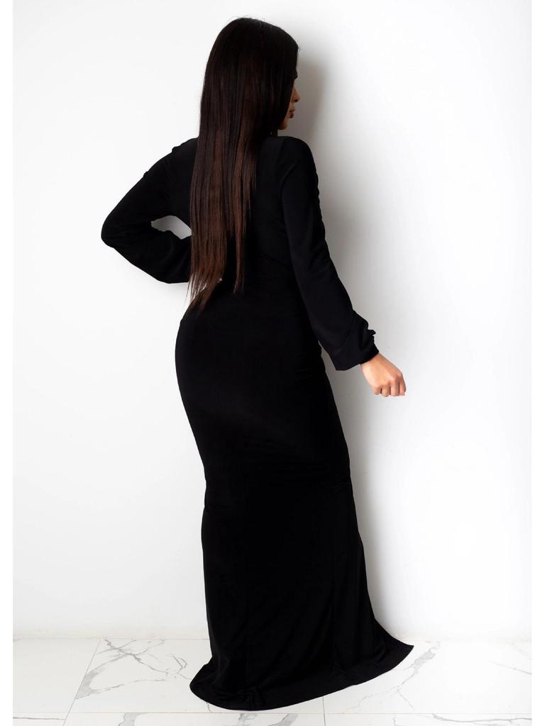 Solid Color V-Neck Slim Sexy Women's Evening Gown