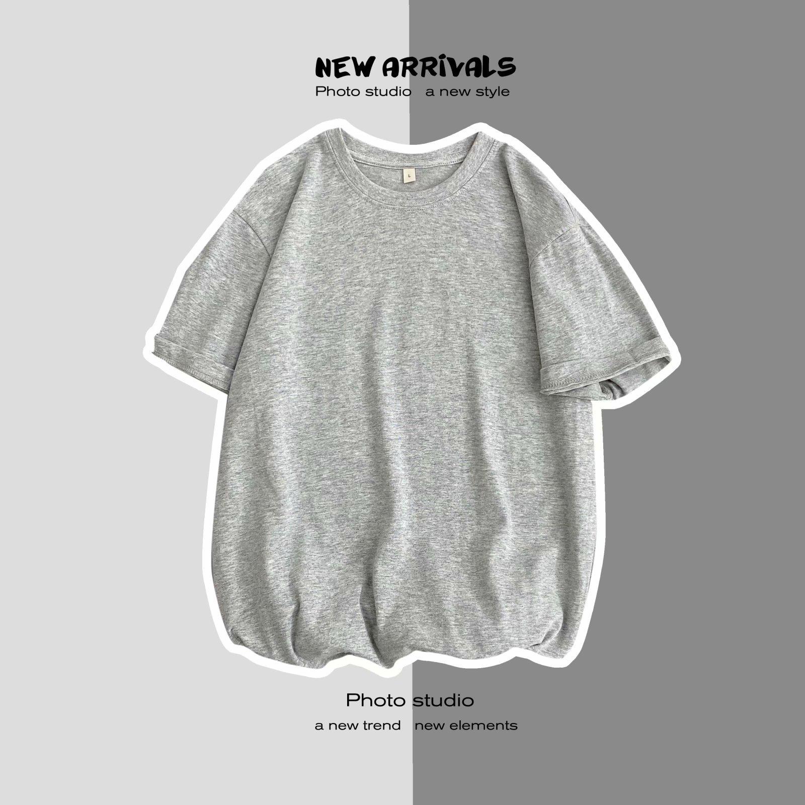 

Футболка свободного кроя с коротким рукавом в стиле ретро унисекс - доступна в белом и черном цветах 3XL (150-165 jin) серый