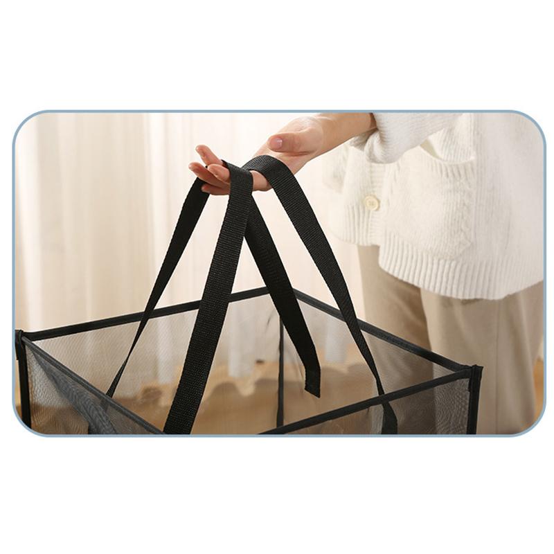 Coș de Rufe Capacitate Mare Pătrat Pliabil Sac de Rufe Mânere Laterale Plasă Fină Haine Murdare Diverse Jucării Sac de Depozitare