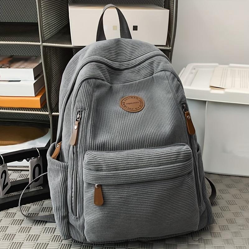 Women's Olive Green Corduroy Backpack Large Capacity Backpacks Casual Daypack Work School Travel Ideal Gift for Students School