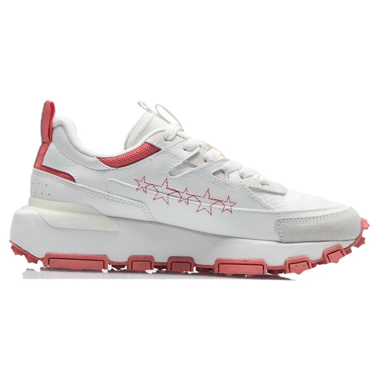 New LiNing Cushioning Low Top Running Shoes Women's White Red AGCR286-2