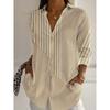 2025 Fashion Spring  Autumn Women's Shirts Striped Graphics Blouse Lapel Neck Blouse Women's Long Sleeve Shirts Womens Clothing