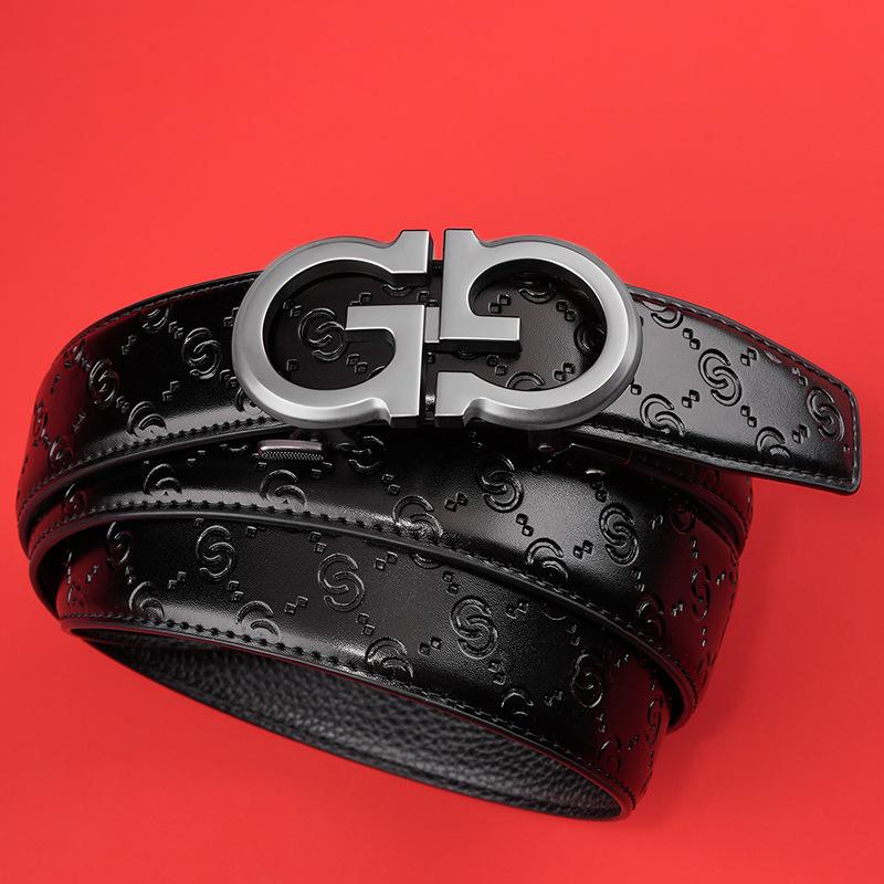 Men'S New Belt Leather Travel Premium Business Belt Simple Casual Versatile Automatic Buckle Belt Men