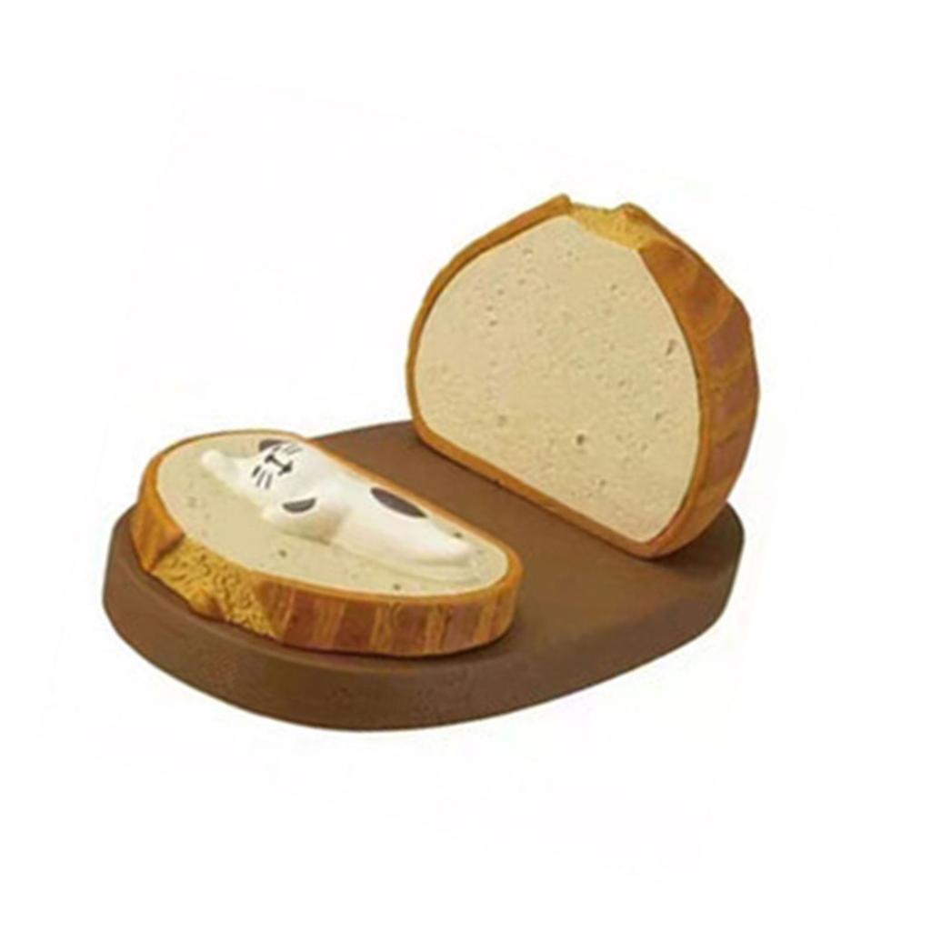 Cartoon Toast Bread Cats Shape Smartphone Holder Resins Figurine Novelty Cats Desk Accessories for Cats Lover Gift