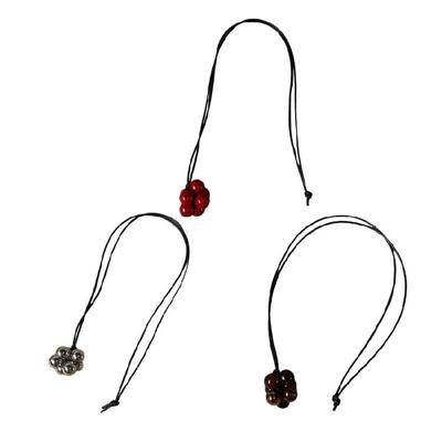 Lange schwarze Kordel-Anhänger Halskette Zeitgenössischer Koreanischer Stil Minimalistischer Schmuck Für Tägliches Outfit