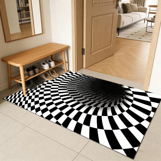 3D Optical Illusion Floor Mat Non-Slip Stable Design Water Absorbent Floor MatStunning Burrow Visual Effect Rug Living Room Bedroom Decor